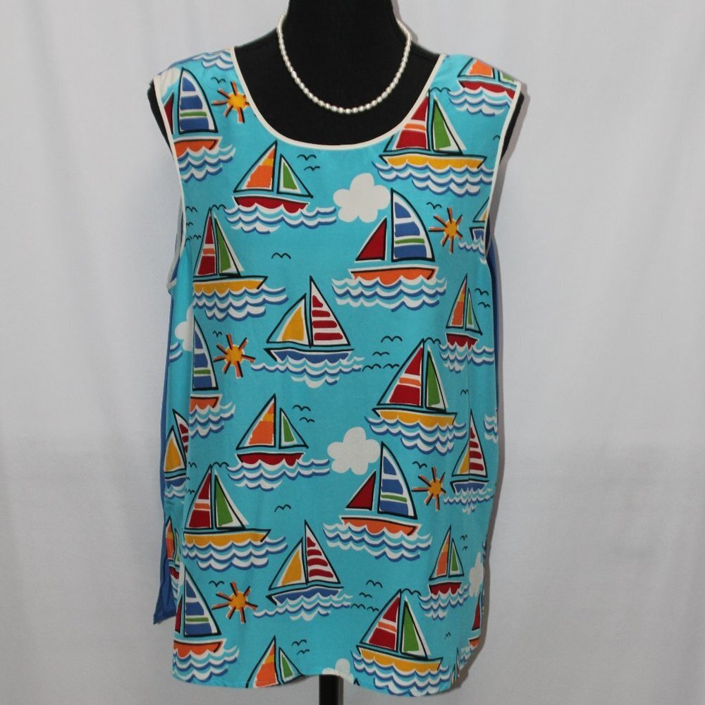 Vintage Bob Mackie Silk Sail Boat Tank Top